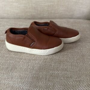 Carter's Brown and White Slip-On Sneakers with Elastic Panels